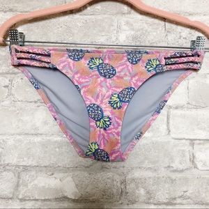 AEO | Pink/Blue Pineapple Print Bikini Bottom Small